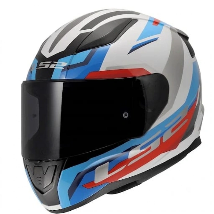 LS2 RAPID 2 HYPER BEYAZ-MAVİ-KIRMIZI KAPALI KASK (SİYAH+ŞEFFAF CAMLI)