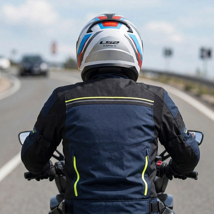 LS2 RAPID 2 HYPER BEYAZ-MAVİ-KIRMIZI KAPALI KASK