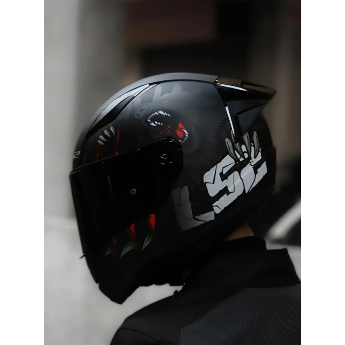 LS2 RAPID 2 RACE CLAWN MAT SİYAH-KIRMIZI KASK (SİYAH+ŞEFFAF CAM+SPOILER )
