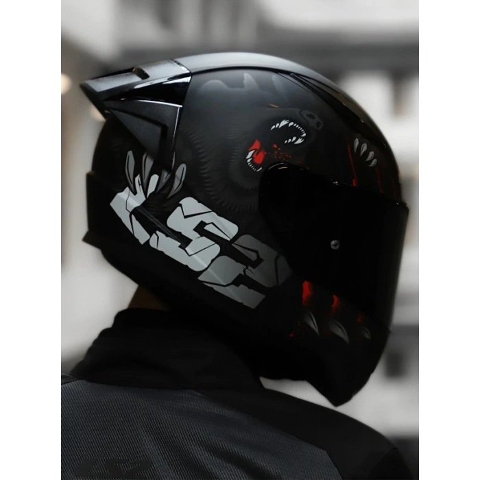 LS2 RAPID 2 RACE CLAWN MAT SİYAH-KIRMIZI KASK (SİYAH+ŞEFFAF CAM+SPOILER )