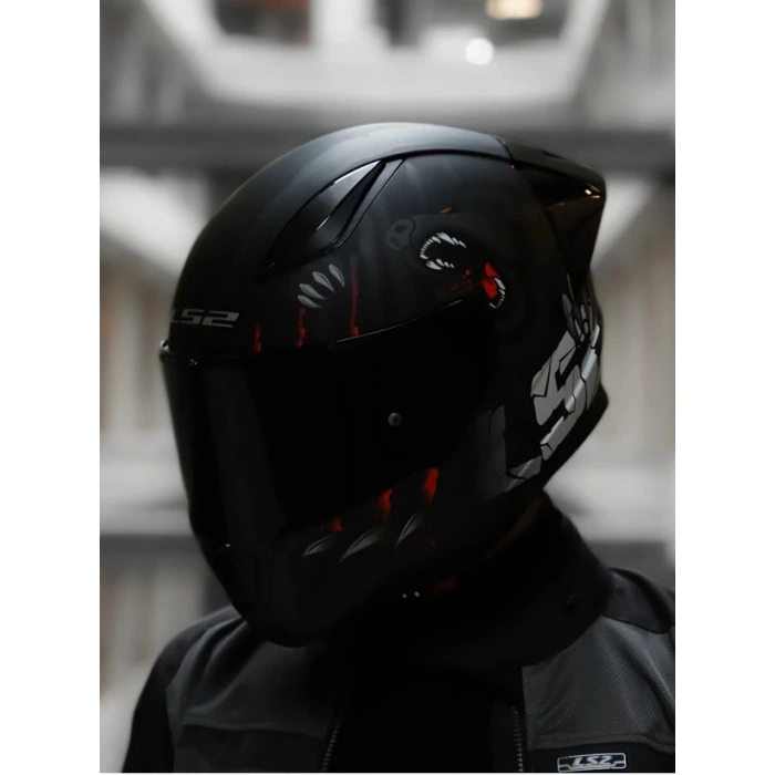 LS2 RAPID 2 RACE CLAWN MAT SİYAH-KIRMIZI KASK (SİYAH+ŞEFFAF CAM+SPOILER )