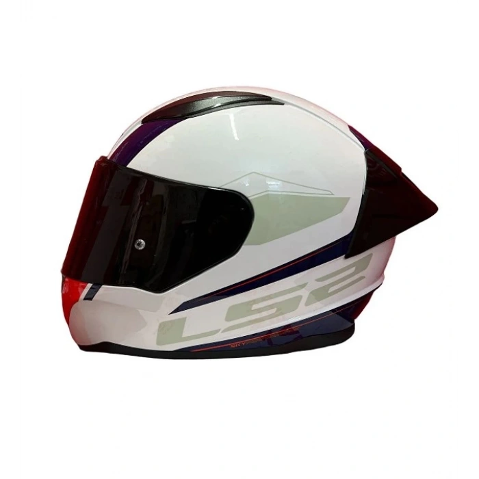 LS2 RAPID 2 RACE DRIVEWAY BEYAZ-MAVİ-KIRMIZI KASK (SİYAH+ŞEFFAF CAM+SPOILER)