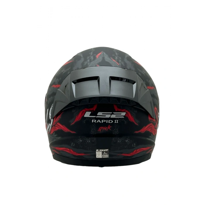 LS2 RAPID 2 RACE KAIJU MAT SİYAH-KIRMIZI KASK(SİYAH+ŞEFFAF CAM+SPOILER)