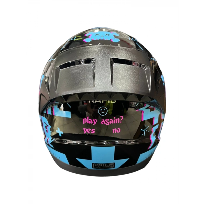 LS2 RAPID PLAYER SİYAH-MAVİ KASK (GÖKKUŞAĞI CAM+ŞEFFAF CAM+SPOILER)