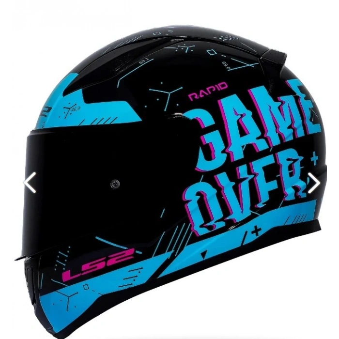 LS2 RAPID PLAYER SİYAH-MAVİ KASK (SİYAH+ŞEFFAF CAM)