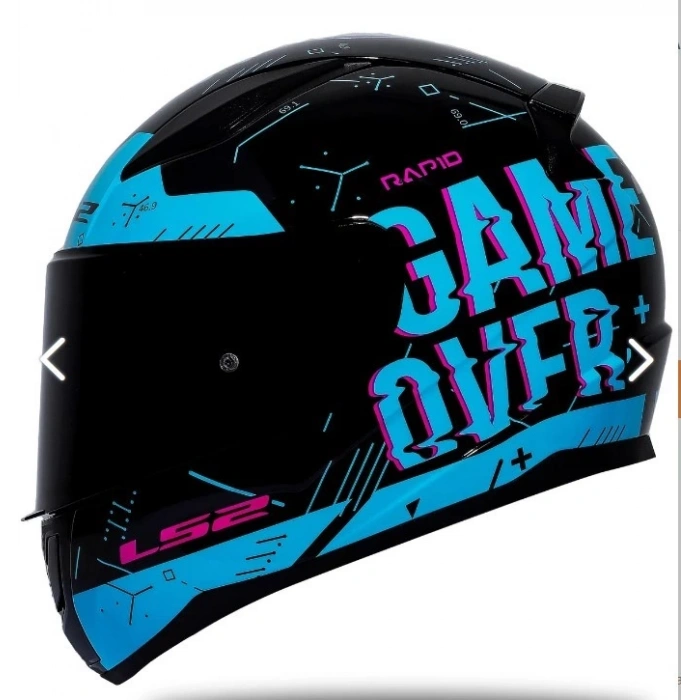 LS2 RAPID PLAYER SİYAH-MAVİ KASK (SİYAH+ŞEFFAF CAM)