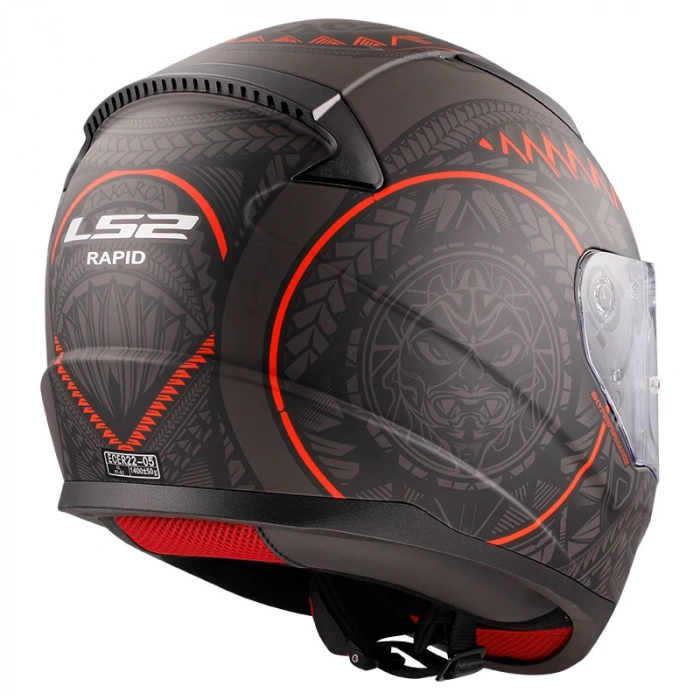 LS2 RAPID TAKAROA MAT SİYAH-KIRMIZI KASK