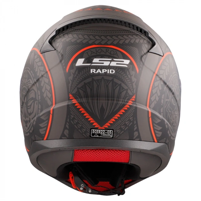 LS2 RAPID TAKAROA MAT SİYAH-KIRMIZI KASK