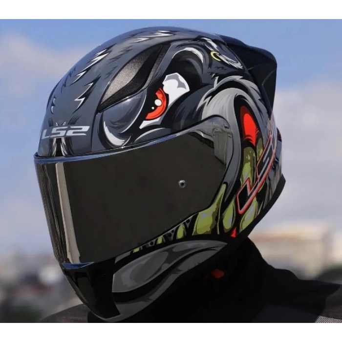 LS2 RRAPID 2 RACE SPOX GRİ-KIRMIZI KASK(SİYAH+ŞEFFAF CAM+SPOILER)