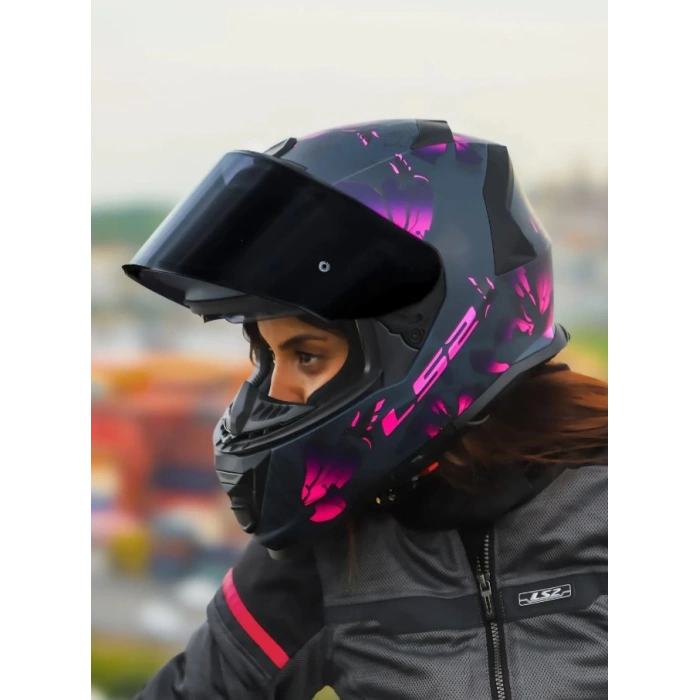 LS2 STORM 2 BURST MAT SİYAH-PEMBE KASK