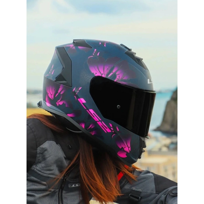 LS2 STORM 2 BURST MAT SİYAH-PEMBE KASK