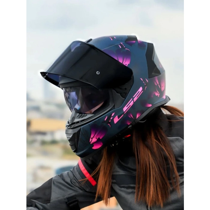 LS2 STORM 2 BURST MAT SİYAH-PEMBE KASK