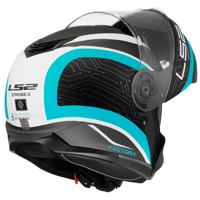 LS2 STROBE 2 VICTORY MAT TITANIUM-BEYAZ-METAL MAVİ KASK