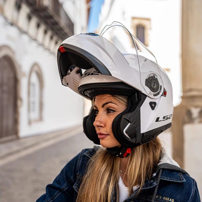 LS2 STROBE 2 ÇENE AÇILIR BEYAZ KASK