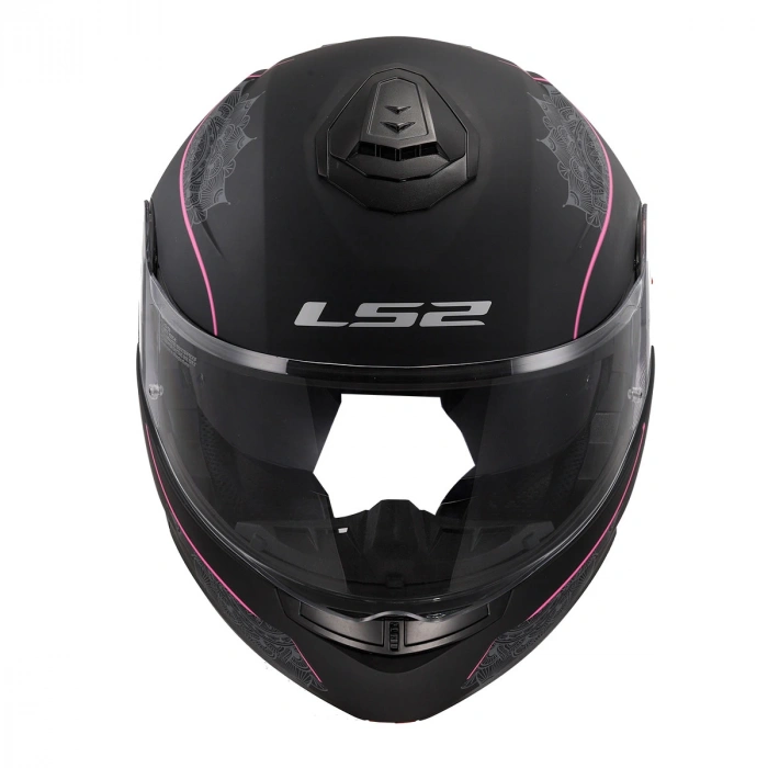 LS2 STROBE 2 LUX MAT SİYAH-PEMBE ÇENE AÇILIR KASK