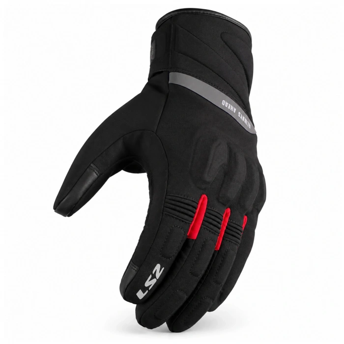 LS2 WATERPROOF ELDİVEN JET 3 KIRMIZI-SİYAH KIŞLIK