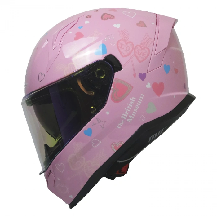 M-910 LADY STORA GÜNEŞ VİZÖRLÜ PEMBE KASK (GÖKKUŞAĞI CAMLI)