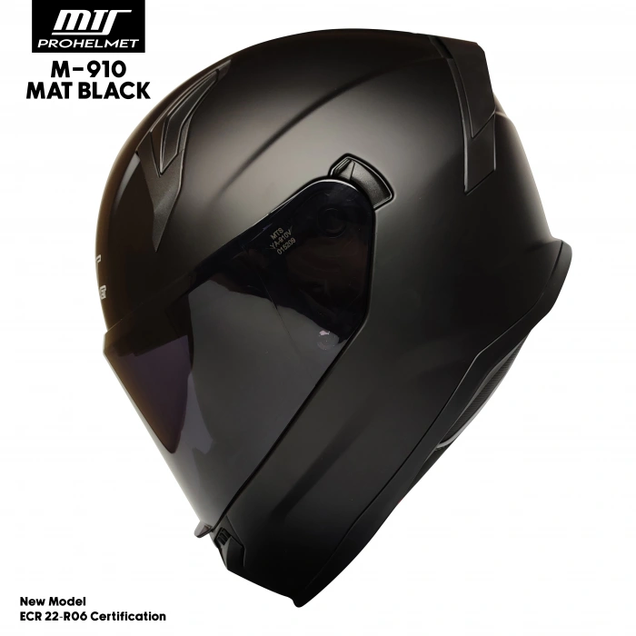MTS M-910 MAT SİYAH GÜNEŞ VİZÖRLÜ KASK (SİYAH CAMLI)