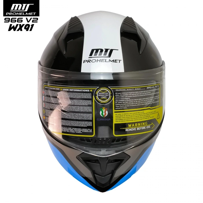 MTS 966 WX91 ÇENE AÇILIR SİYAH-BEYAZ-MAVİ KASK