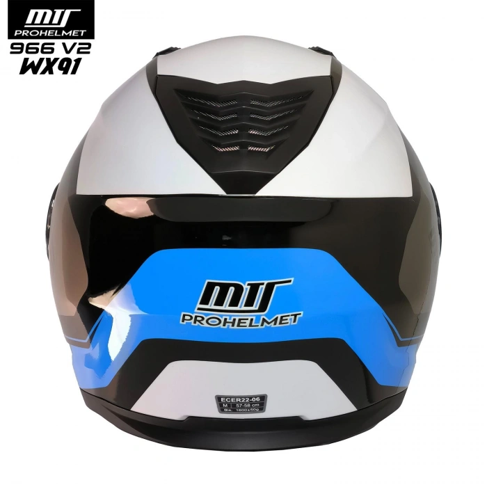 MTS 966 WX91 ÇENE AÇILIR SİYAH-BEYAZ-MAVİ KASK