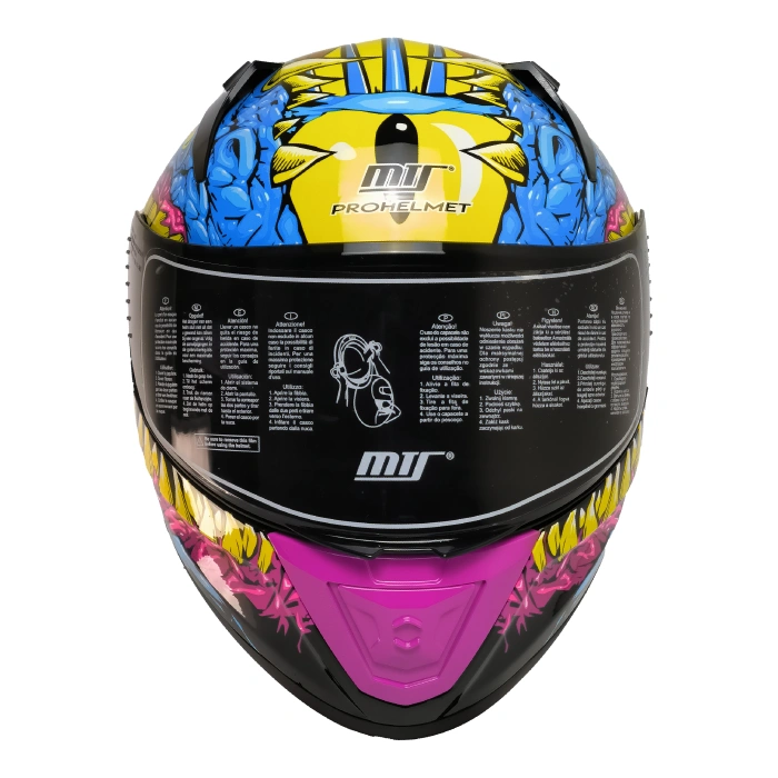 MTS M-201 GONGJU PEMBE-MAVİ GÜNEŞ VİZÖRLÜ KASK (SİYAH CAMLI)