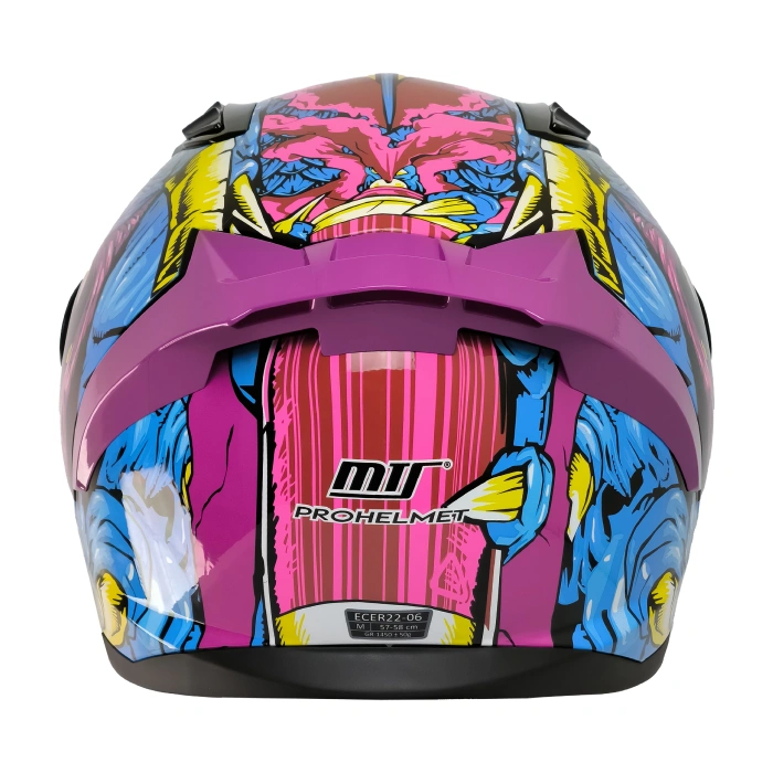 MTS M-201 GONGJU PEMBE-MAVİ GÜNEŞ VİZÖRLÜ KASK (SİYAH CAMLI)
