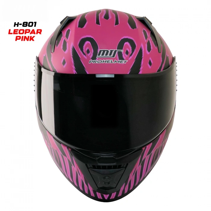 MTS M-201 LEOPAR PINK GÜNEŞ VİZÖRLÜ KASK (SİYAH CAMLI)
