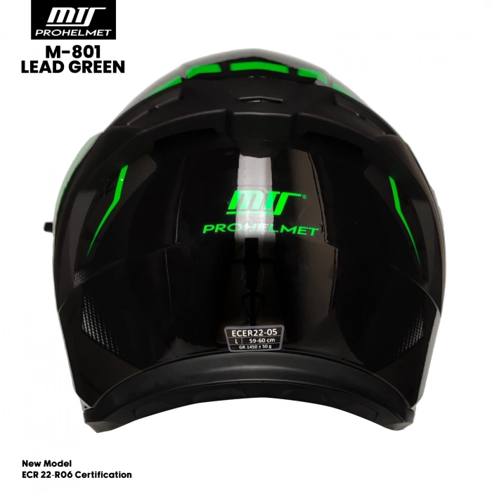 MTS M-801-SNAKE LEAD GREEN GÜNEŞ VİZÖRLÜ KASK (SİYAH CAMLI)