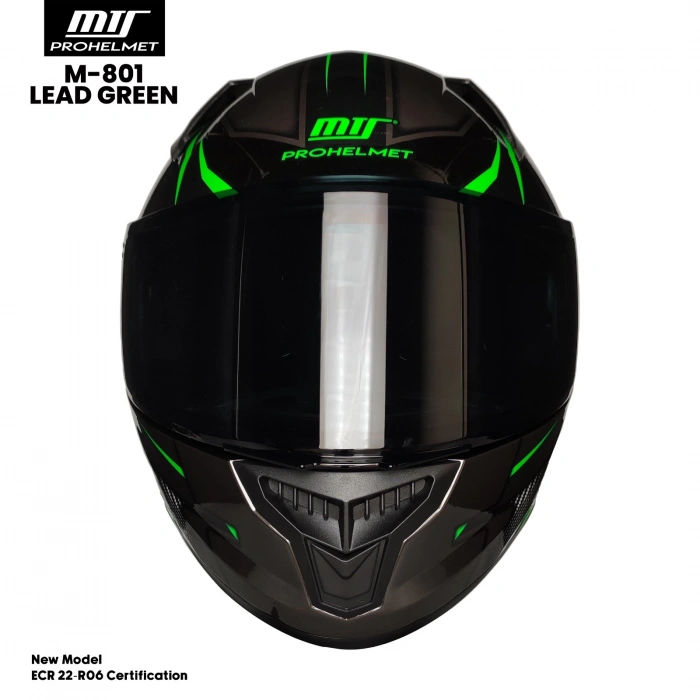 MTS M-801-SNAKE LEAD GREEN GÜNEŞ VİZÖRLÜ KASK (SİYAH CAMLI)