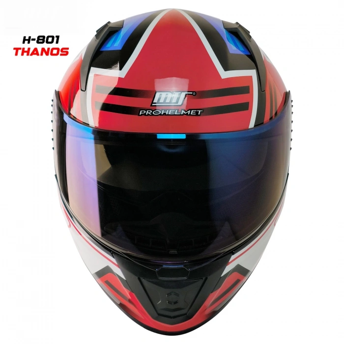 MTS M-201 THANOS MAVİ-BEYAZ GÜNEŞ VİZÖRLÜ KASK (MAVİ CAMLI)