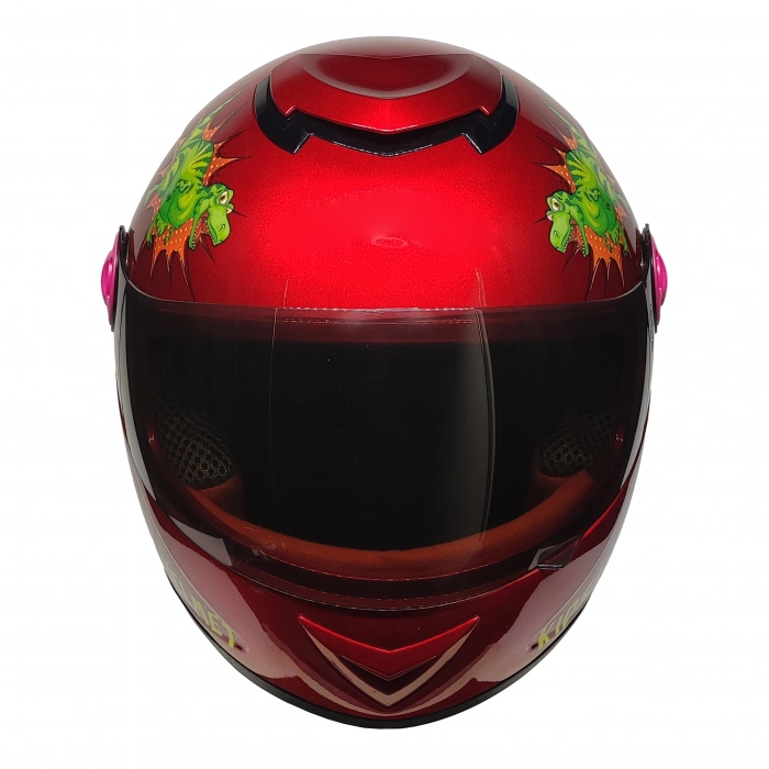 MTS SY118 ÇOCUK KASKI DİNO KIRMIZI (SİYAH CAMLI)