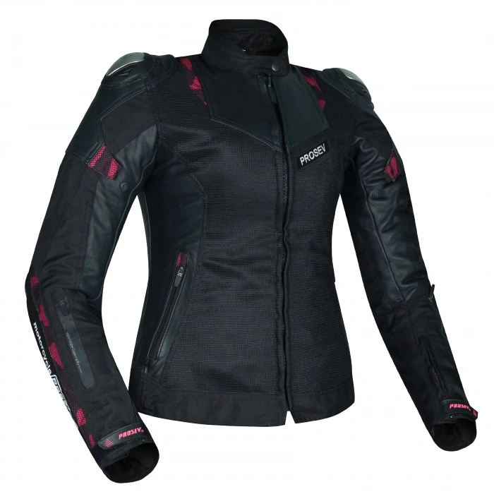 PROSEV W51A ROSE LEATHER KADIN 4 MEVSİM MONT DERİ-KUMAŞ SİYAH-MOR