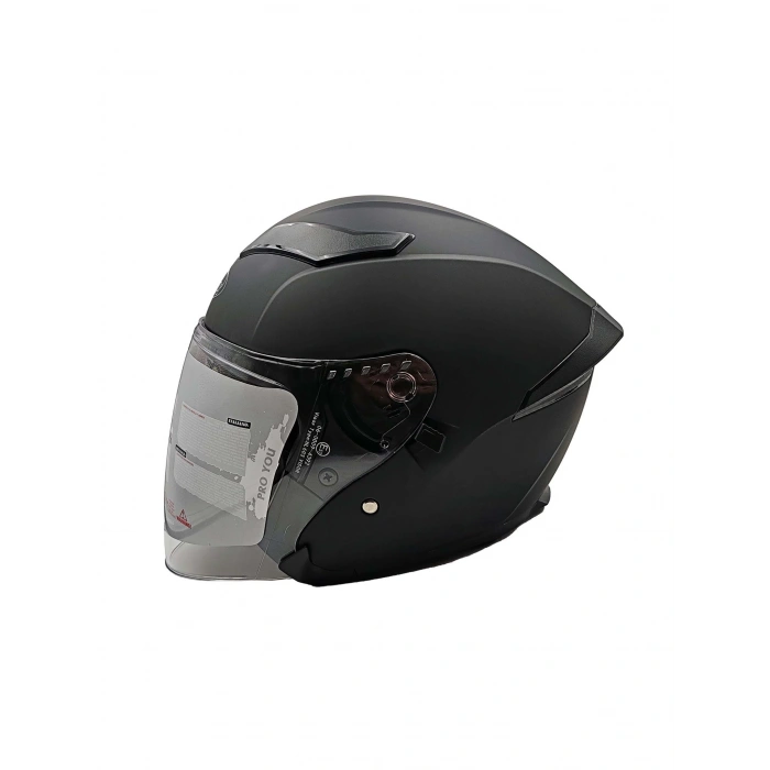 PROYOU YARIM KASK MAT SİYAH (GÜNEŞ VİZÖRLÜ)