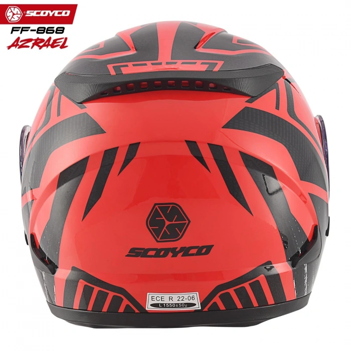 SCOYCO FF-868 AZRAEL KIRMIZI-SİYAH ÇENE AÇILIR GÜNEŞ VİZÖRLÜ KASK