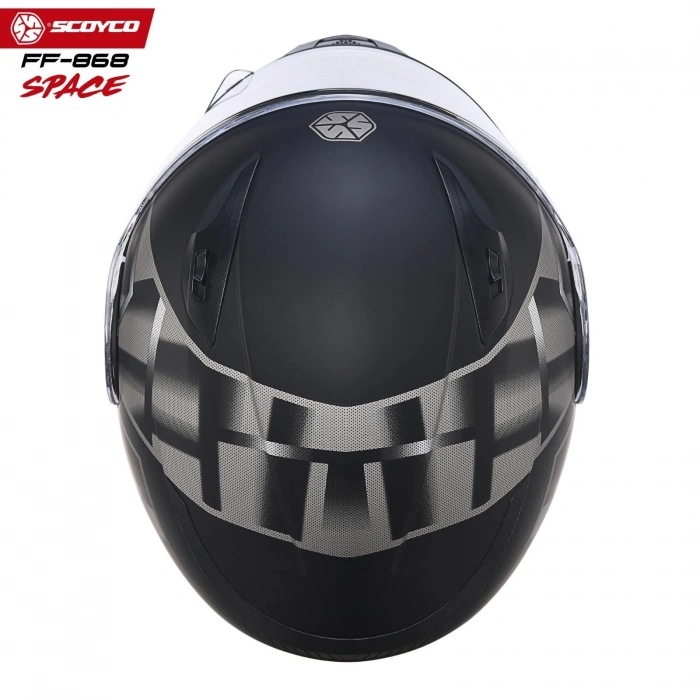 SCOYCO FF-868 SPACE MAT SİYAH-GRİ ÇENE AÇILIR GÜNEŞ VİZÖRLÜ KASK