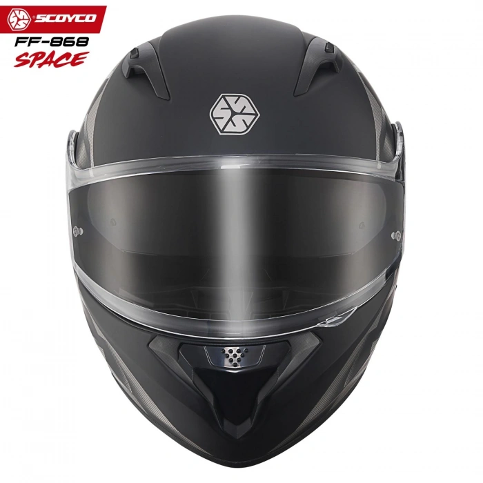 SCOYCO FF-868 SPACE MAT SİYAH-GRİ ÇENE AÇILIR GÜNEŞ VİZÖRLÜ KASK