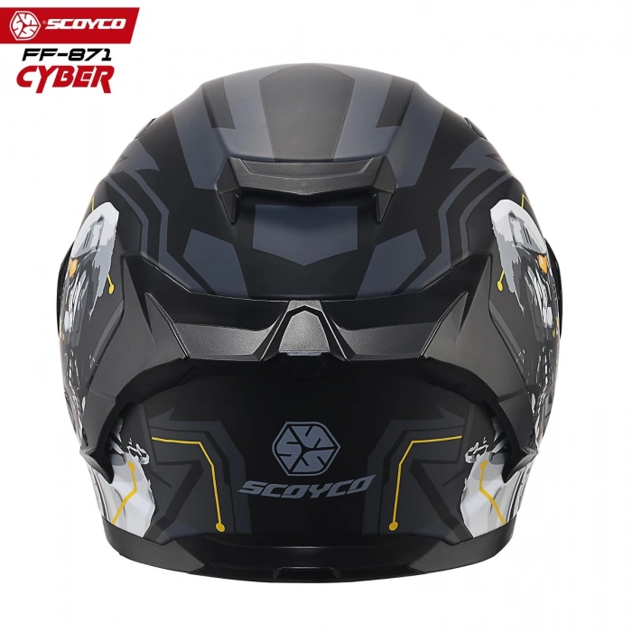SCOYCO FF-871 CYBER MAT SİYAH-GRİ GÜNEŞ VİZÖRLÜ KAPALI KASK (GRİ CAMLI)