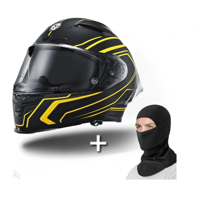 SCOYCO FF-871 FLASH MAT SİYAH-SARI GÜNEŞ VİZÖRLÜ KAPALI KASK