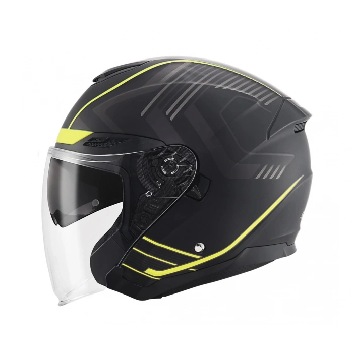 SCOYCO OF-669 CAVALRY MAT SİYAH-NEON YARIM KASK (GÜNEŞ VİZÖRLÜ)