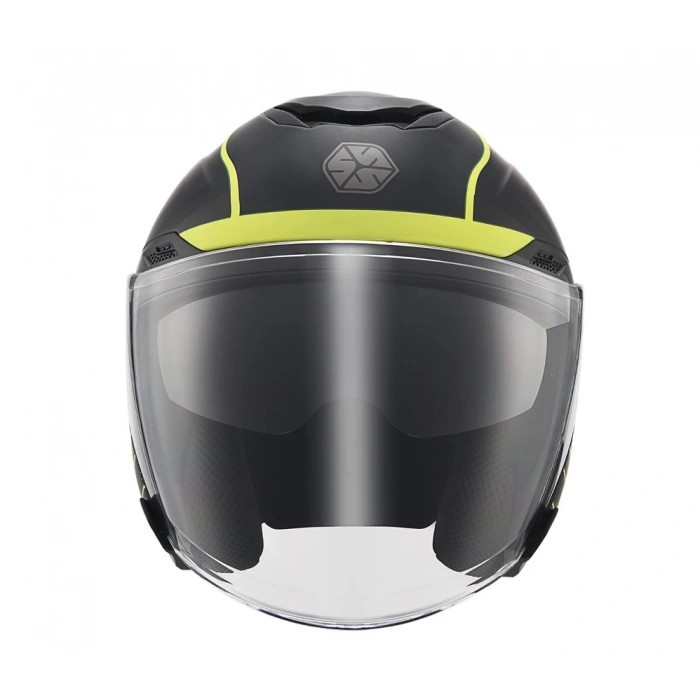 SCOYCO OF-669 CAVALRY MAT SİYAH-NEON YARIM KASK (GÜNEŞ VİZÖRLÜ)