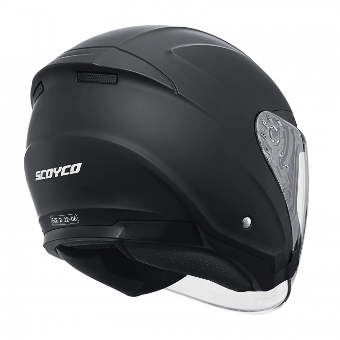 SCOYCO OF-669 MAT SİYAH YARIM KASK (GÜNEŞ VİZÖRLÜ)
