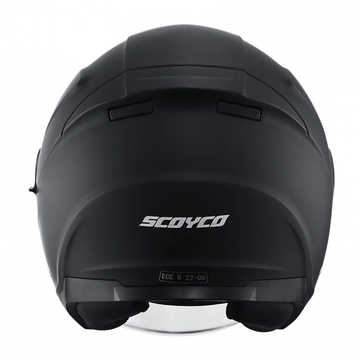 SCOYCO OF-669 MAT SİYAH YARIM KASK (GÜNEŞ VİZÖRLÜ)