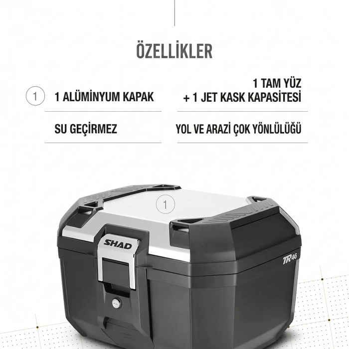 SHAD TR-46 ALU ARKA ÇANTA ALÜMİNYUM KAPAK