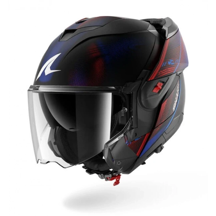 SHARK OXO SPEED-TECH MAT MAVİ-KIRMIZI MODÜLER KASK (RENKLİ CAM VE PINLOCK HEDİYELİDİR)
