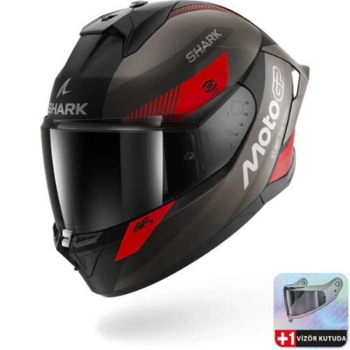 SHARK SKWAL CUP MOTOGP MAT SİYAH-KIRMIZI KASK (SİYAH CAM+PINLOCK HEDİYELİ)