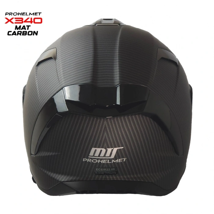 X340 MAT CARBON KAPALI MODEL KASK (SİYAH CAMLI+GÜNEŞ VİZÖRLÜ)