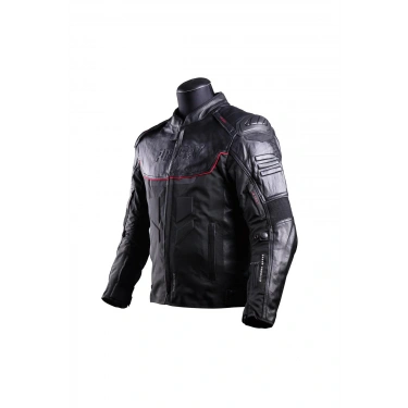 FALCON 4 MEVSİM SİYAH DERİ MOTOSİKLET MONT