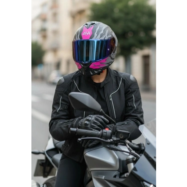 50.X SHARKBITE MAT Pembe / 1 Renkli 1 Şeffaf Vizörlü Motosiklet Kask