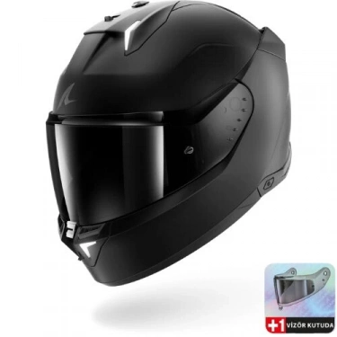 SHARK SKWAL İ3 DARK SHADOW EDİTİON MAT SİYAH KAPALI KASK (LEDLİ MODEL)+(RENKLİ CAM HEDİYELİDİR)