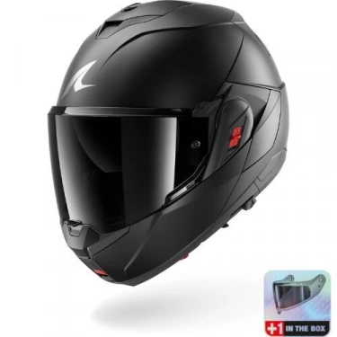 SHARK OXO DARK SHADOW MAT SİYAH MODÜLER KASK (RENKLİ CAM HEDİYELİDİR)